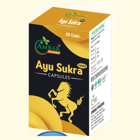 Ayu Sukra POWER CAPSULES — Ayurvedic capsules by Ambar Pharma. Pack: 20 Caps