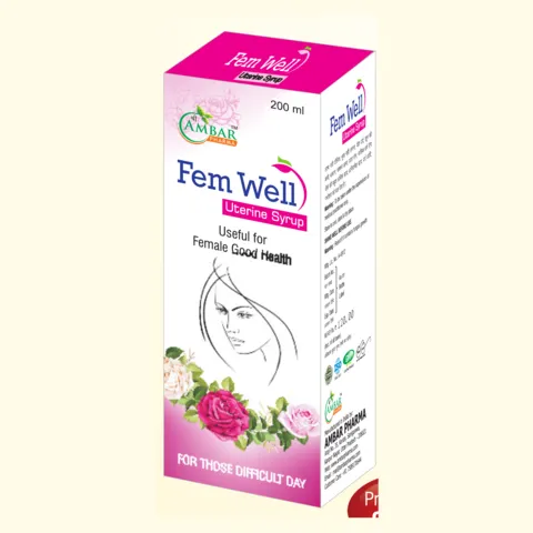 Fem Well Uterine Syrup — Ayurvedic syrup by Ambar Pharma. Pack: 200 ml